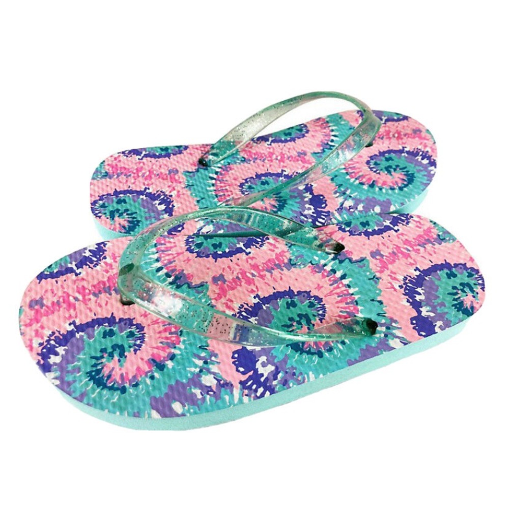 Elli by Capelli Girls Flip Flops Clear Glitter Upper New with Tags Small 10/11